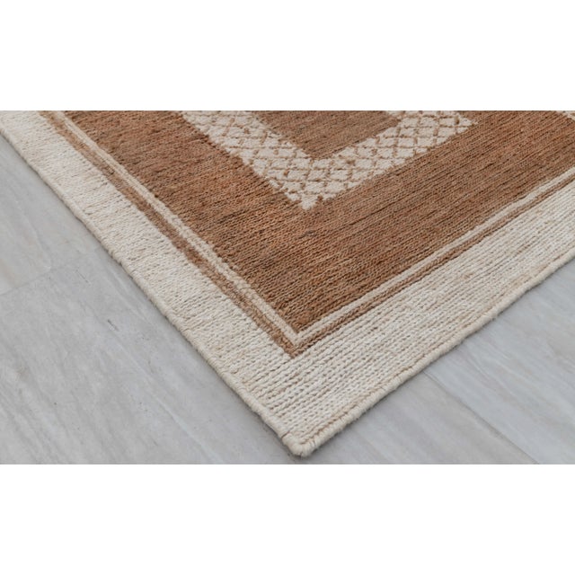 10x14Ft. Natural Brown Jute cream design Taureg Inspired Soumek Jute Hand Woven Rug For Sale - Image 10 of 12