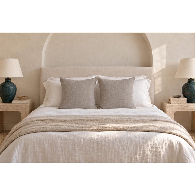 Grey Moroccan Pattern Down Pillow For Sale - Image 4 of 4