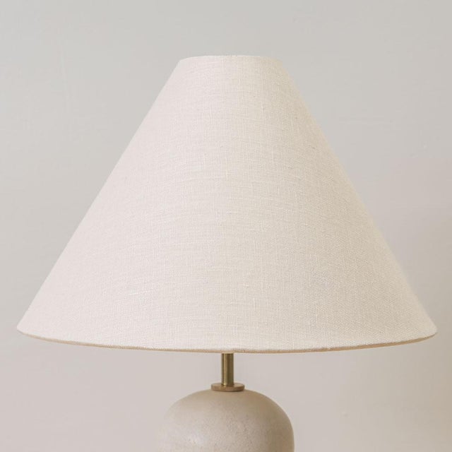 Large Ceramic Wave Lamp, Linen Shade For Sale - Image 9 of 12