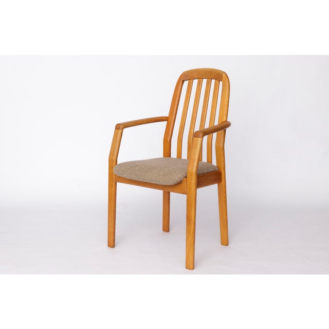 Mid-Century Modern Dining Armchair in Oak and Light Grey Upholstery from Dyrlund, Denmark, 1970s For Sale - Image 3 of 11