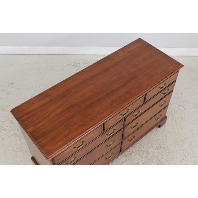 Wood Henkel Harris Cherry 9 Drawer Double Dresser For Sale - Image 7 of 15