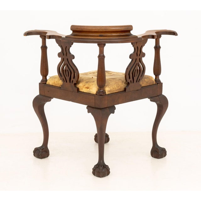 Brown Chippendale Style Mahogany Corner Chair For Sale - Image 8 of 8