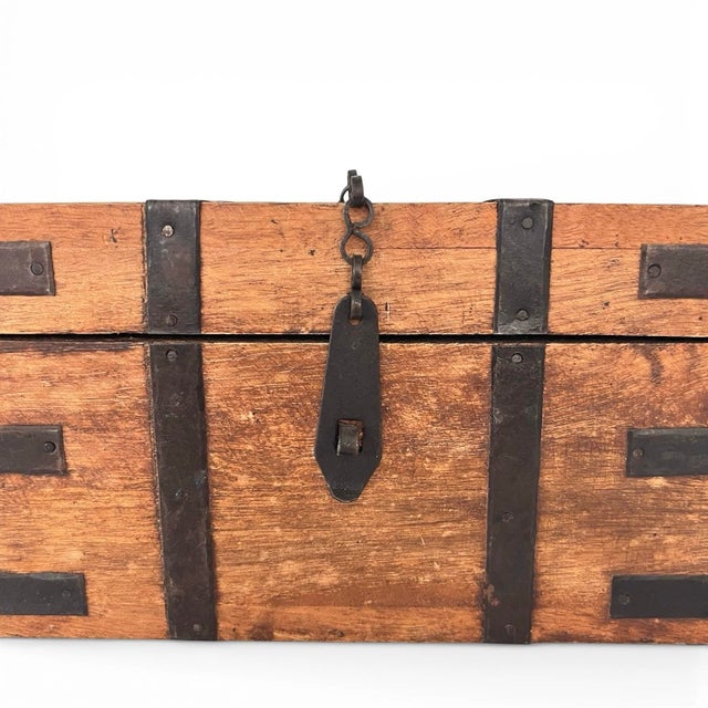 Mid 20th Century Mid 20th Century Small Cedar Box With Iron Banding and Hardware For Sale - Image 5 of 8