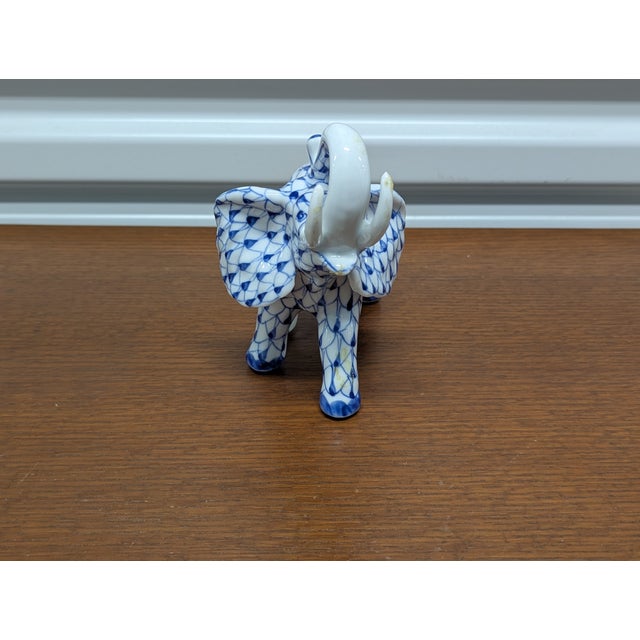 Vintage Porcelain Blue and White Elephant For Sale - Image 4 of 7