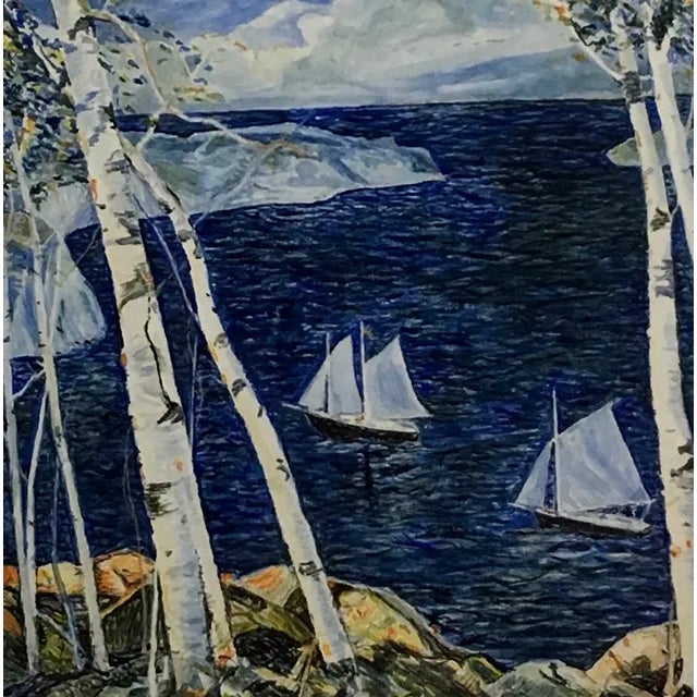Nautical 1942 Vintage T. Padberg Original Sailboats Watercolor Signed Painting For Sale - Image 3 of 5