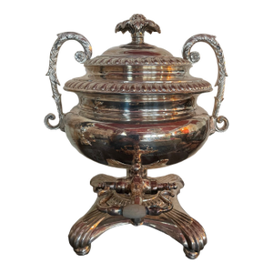 Antique Silver Plate Samovar Coffee Tea Water Buffet Urn