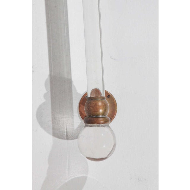Victorian Bathroom Towel Bars With Brass and Round Glass Ends For Sale In Los Angeles - Image 6 of 7