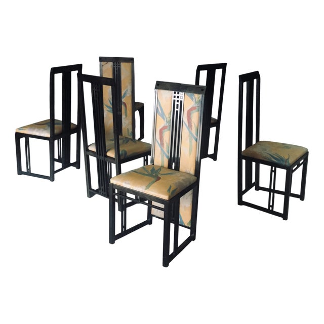 Postmodern Galaxy Dining Chairs by Umberto Asnago for Giorgetti, Italy, 1980s, Set of 6 For Sale