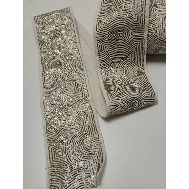 Fabricut S. Harris "Hakari" Trim in "Bone" Colorway- Gold Metallic on Linen For Sale - Image 12 of 14