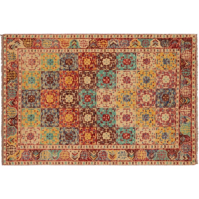Bohemian Balochi Red/Beige Wool Rug - 4'3''x6'0'' For Sale - Image 10 of 10