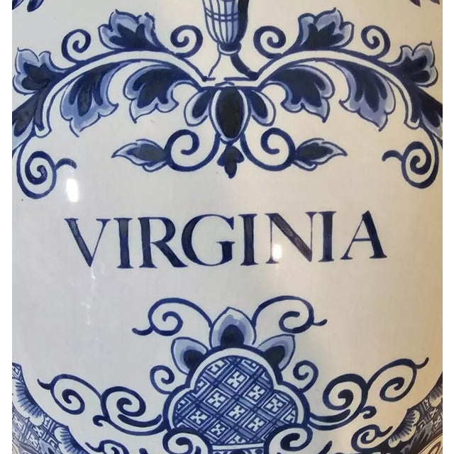 J.J. Pieter Oud Mid 20th Century Delft Large Virginia Tobacco Jar With Lid by Oud in Holland Williamsburg Style For Sale - Image 4 of 7