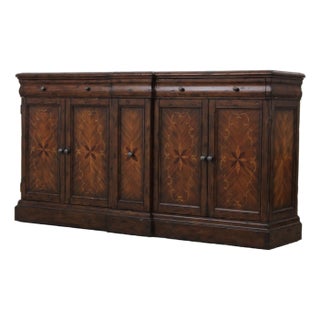 Continental Style Inlaid Front Distressed Sideboard Console For Sale
