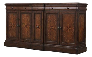 Continental Style Inlaid Front Distressed Sideboard Console