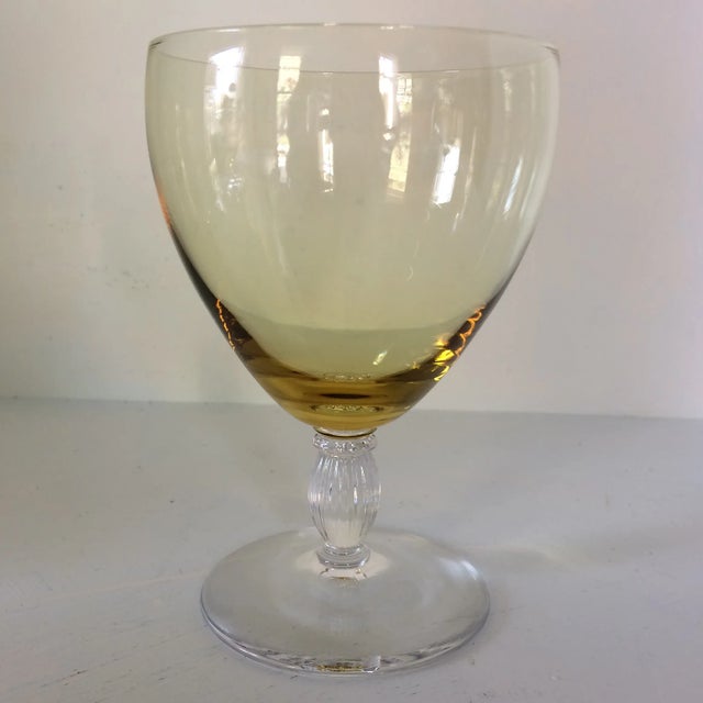1940s Canary Yellow Crystal Water/Wine Goblets - Set of 4 For Sale - Image 5 of 13