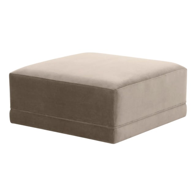 2020s Willow Taupe Performance Velvet Ottoman For Sale - Image 5 of 5