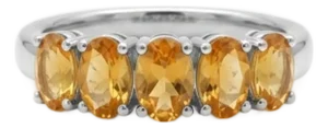 Natural Citrine Half Band Modern Ring, Dainty Stacking Gemstone Ring Us 7