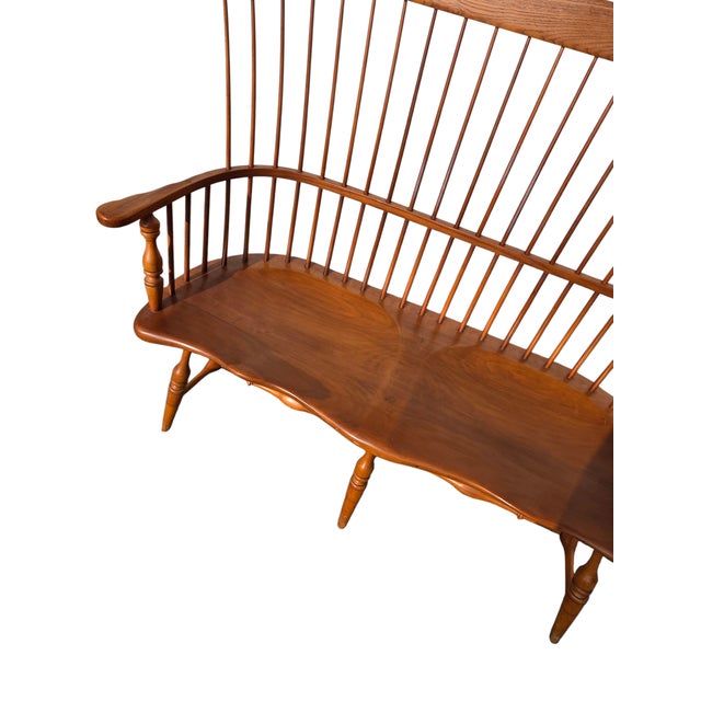 Vintage Frederick Duckloe Windsor Bench Comb Back Saddle Seat Settee Love Seat For Sale - Image 4 of 17