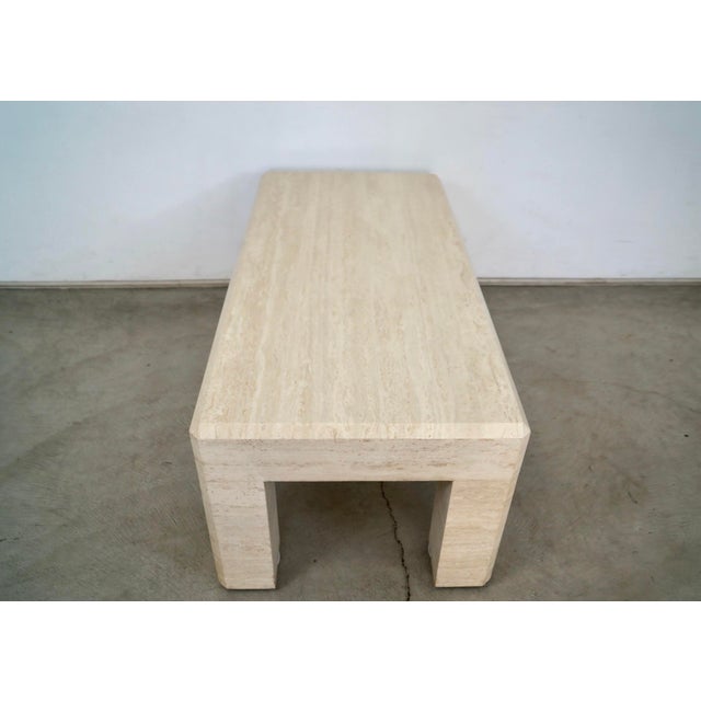 Stone 1970’s Hollywood Regency Italian Travertine Coffee Table For Sale - Image 7 of 12