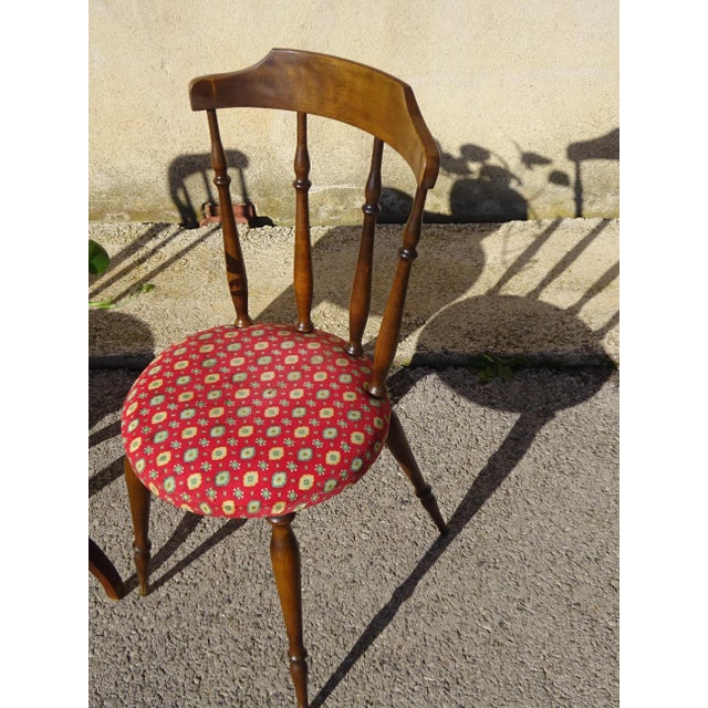 Brown Wood and Fabric Chairs, Set of 2 For Sale - Image 8 of 18