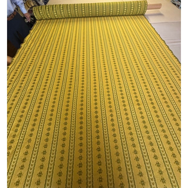 17 1/2 yards of gorgeous goldenrod and green fabric upholstery weight from the 1980s.