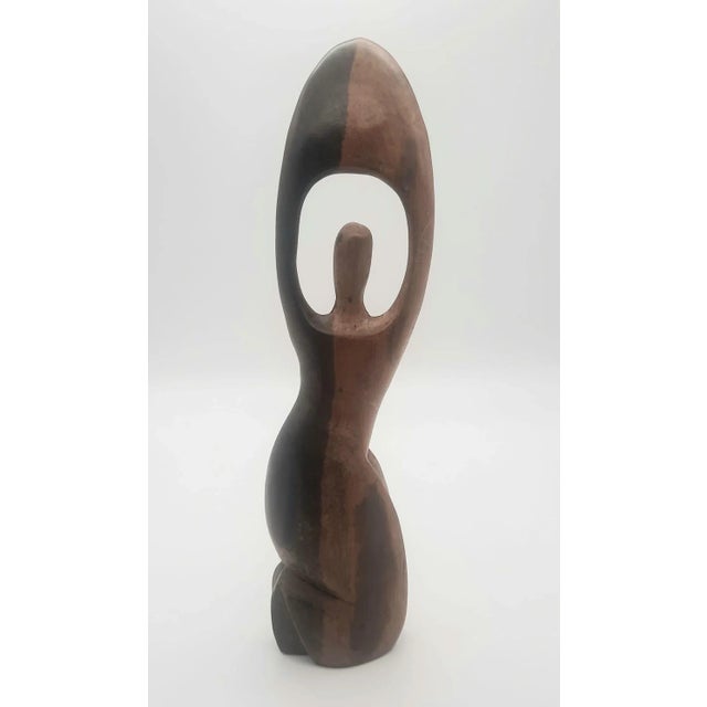 Early 21st Century Ghanian Iroko Wood Figurine of Kneeling Woman For Sale - Image 4 of 12