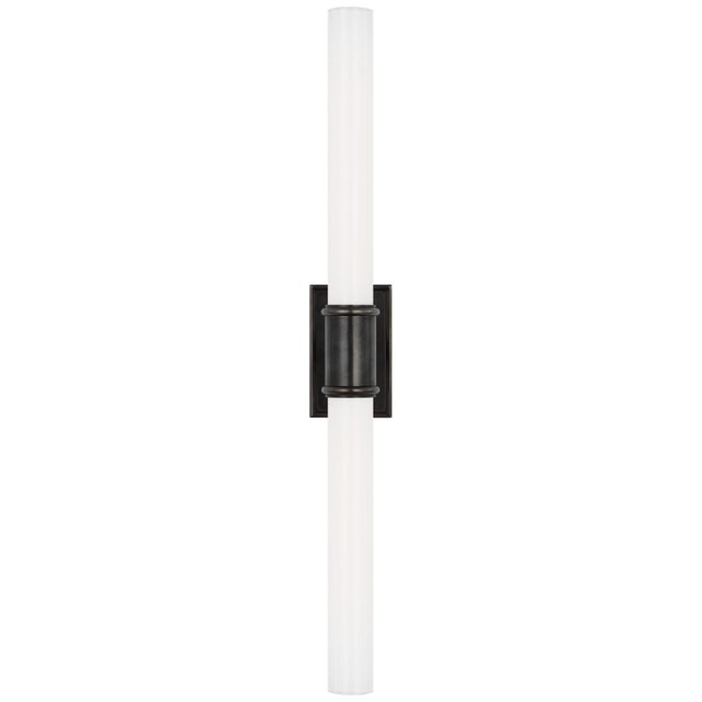 Owen 22" Double Bath Light in Bronze with White Glass Designer: Chapman & Myers Finish: Bronze Height: 22" Width: 2.75"...