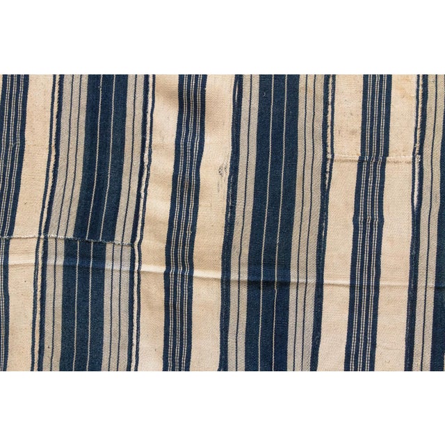 Vintage African Moss "Saria Linear" Indigo Throw For Sale In Los Angeles - Image 6 of 8