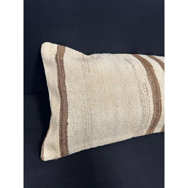 Turkish Hemp Pillow Cushion Natural Beige Brown Cushion Cover 14"x40" #30517 Enhance your home decor with our Kilim Pillow...