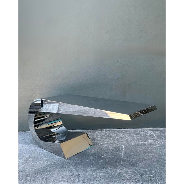 Late 20th Century Vintage Italian Polished Chrome Giancarlo Pretazzoli Onda-C Desk For Sale - Image 5 of 12