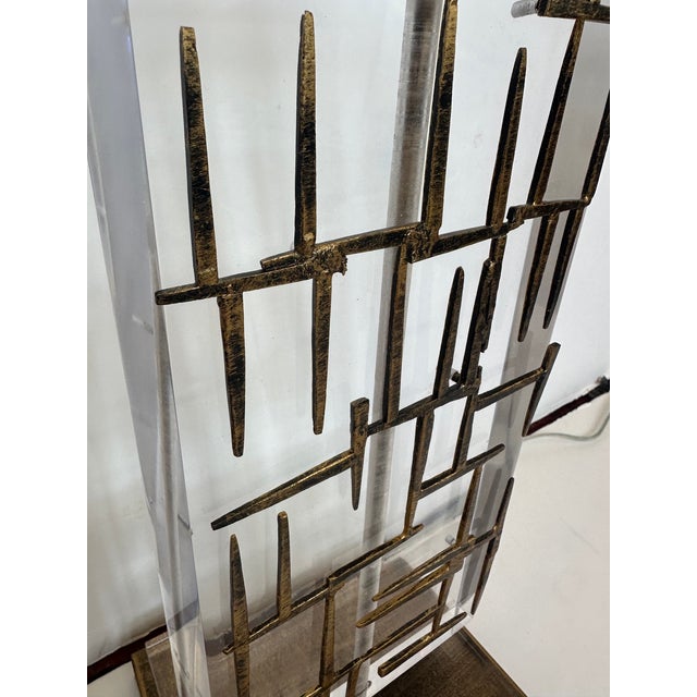 Metal 1980s Bruno Lucite and Metal Mid Century Modern Table Lamps - a Pair For Sale - Image 7 of 10