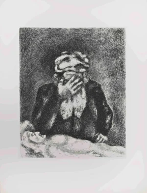 Marc Chagall, Abraham Mourning for Sarah, Etching, 1956