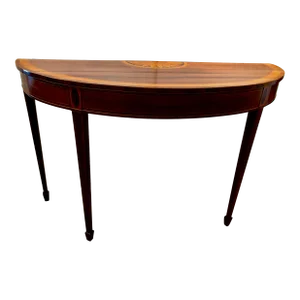 George III Inlaid Mahogany & Satinwood Demilune Console