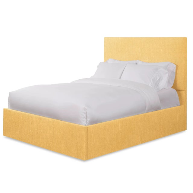 Modern Hadley California King Headboard, Mustard Linen For Sale - Image 3 of 5