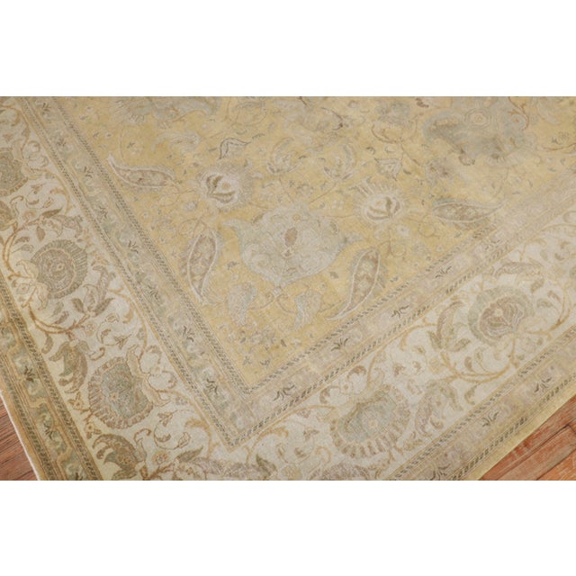 Textile Antique Gold Ivory Square PersianTabriz Rug For Sale - Image 7 of 12
