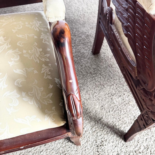 Vintage Carved Wooden Swan Arm Chairs - A Pair For Sale - Image 12 of 12