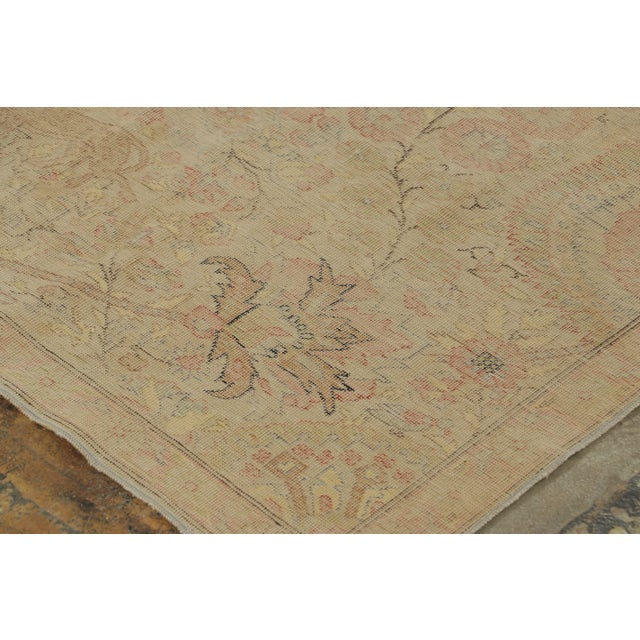 Antique Turkish Rug With Distressed Floral Design in Beige Tones - Rug & Kilim For Sale - Image 9 of 9