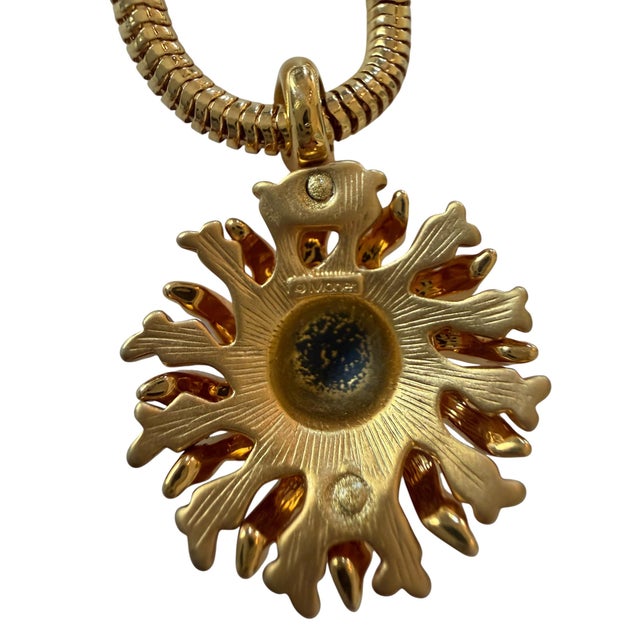1980s Vintage Sun Necklace on Snake Chain For Sale - Image 5 of 7