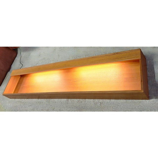 Brown Long Danish Floating Teak Sideboard with Lights, 1960s For Sale - Image 8 of 9