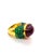 Bochic “Orient” Vintage Blue Sapphire, Ruby & Emerald Ring 18K Gold & Silver For Sale - Image 11 of 12