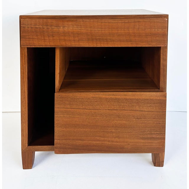 Gio Ponti Singer & Sons Walnut, Rosewood Nightstands Restored, Pair Offered for sale is a true pair of Gio Ponti for...