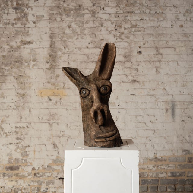 This 19th Century French Oak Sculpture is a striking antique folk art piece, hand-carved from oak with an expressive,...