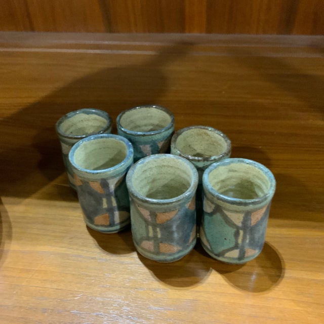 Late 20th Century Vintage Mexican Tequila Carafe & Shot Glass Set- 8 Pieces For Sale - Image 5 of 7