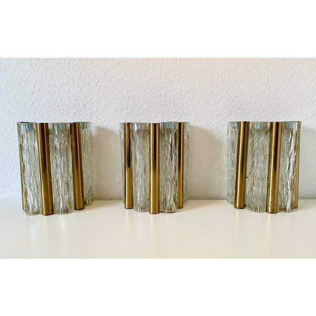 Gold Vintage Crystal Glass Wall Lamp from Kaiser Leuchten, 1960s For Sale - Image 8 of 12