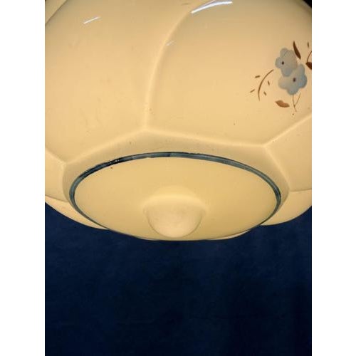 Art Deco Floral Glass and Brass Pendant Lamp For Sale - Image 5 of 8