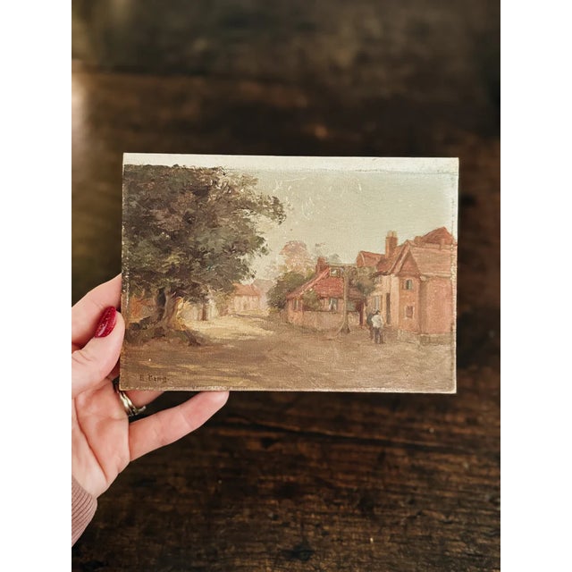A beautiful antique oil painting featuring Miltons Cottage, Chalfont Street in Buckinghamshire. Signed by E King c.1900....