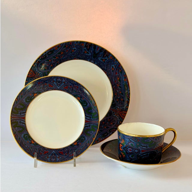 1990s Vintage Ralph Lauren for Wedgwood King Charles Paisley Bone China Dinnerware Service for Six - Set of 24 For Sale - Image 5 of 9