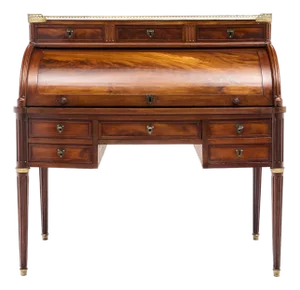Louis XVI Style Cylinder Desk, Cuban Flamed Mahogany, 1890s