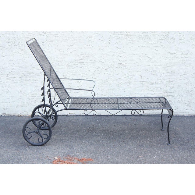 Metal Vintage Wrought Iron Outdoor Patio Chaise Lounge For Sale - Image 7 of 18