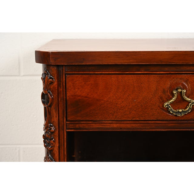 Century Furniture Georgian Carved Mahogany Nightstand or Bedside Table, Circa 1950s For Sale - Image 11 of 17