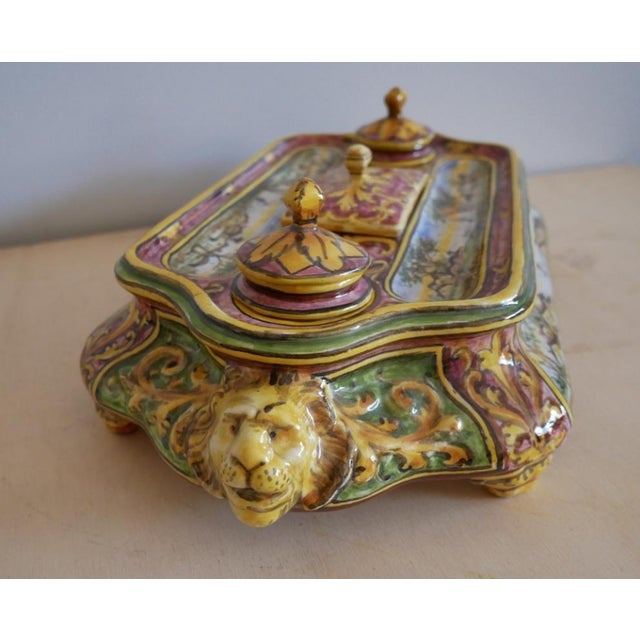 1920s Ceramic Inkwell from Minghetti, Bologna, 1890s For Sale - Image 5 of 13